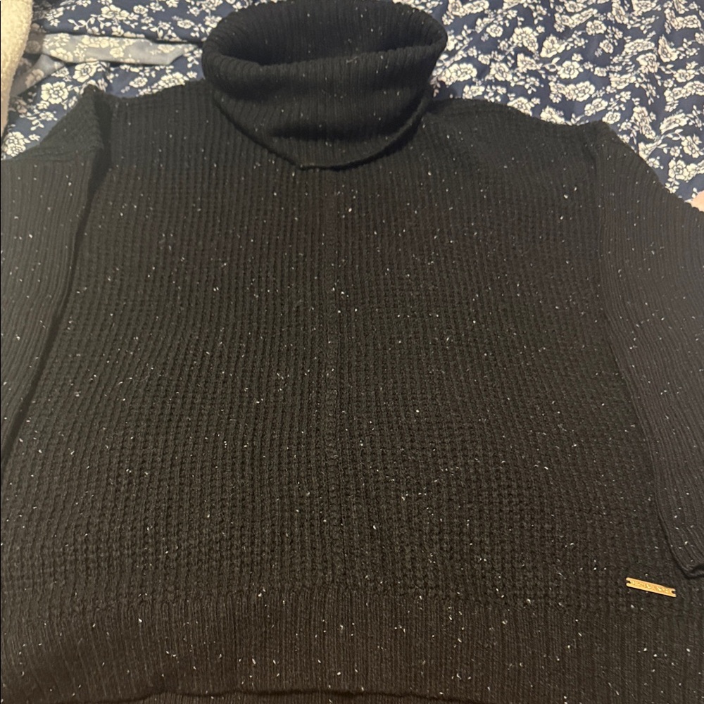 Women’s Michael Kores Black Turtleneck Rib Knit Sweater